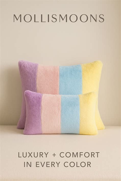Mollismoons Pastel Faux-Fur Filled Cushions | Ultra-Soft, Washable (2 ...