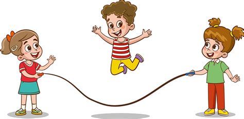 Happy Little Kids Having Fun. vector illustration of cute kids jumping ...