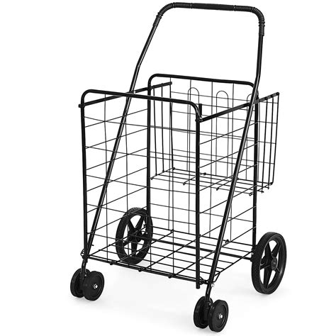 KFFKFF Folding Shopping Cart Rolling Grocery Cart 330lbs/Dynamic load ...
