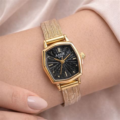 TFC Black Square Gold Plated Watch