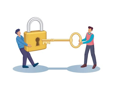Homme tenant la clé ouverte illustration vectorielle de cadenas ...