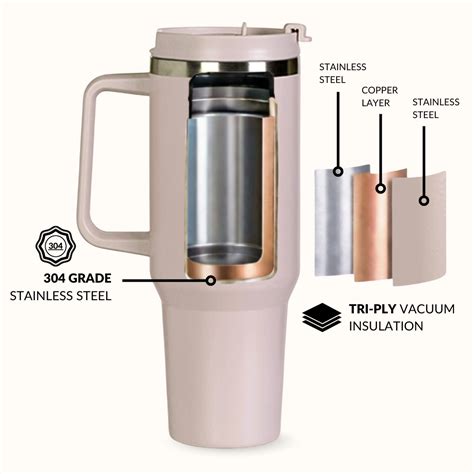 GripSip 40 Insulated Tumbler Bottle With Side Handle Rosy Taupe 1200ml ...