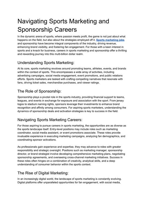 PPT - Navigating Sports Marketing and Sponsorship Careers PowerPoint ...