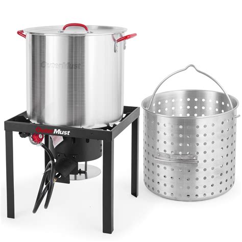 OuterMust 60 Qt. Seafood Boil Pot & Burner Kit, 110,000 BTU Aluminum ...