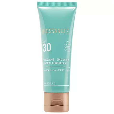 Biossance Zinc Sheer Hydrating Mineral Face Sunscreen SPF 30 with ...