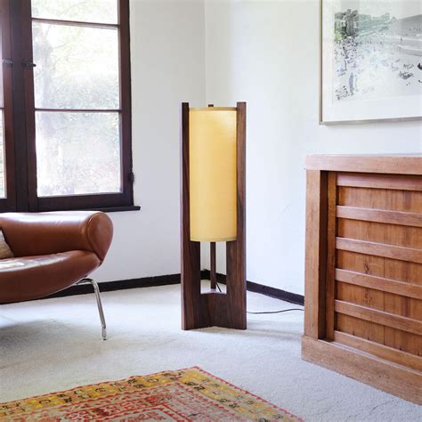Japanese inspired mid-century Walnut Floor Lamp For Sale at 1stDibs