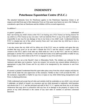 Fillable Online horse riding indemnity and liability release form - OC ...