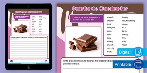 Chocolate Bar Description Worksheet for Kids | Twinkl USA