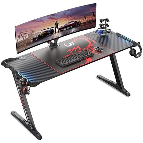 EUREKA ERGONOMIC Z60 Gaming Desk 60'' Z Shaped Large PC Computer Gaming ...