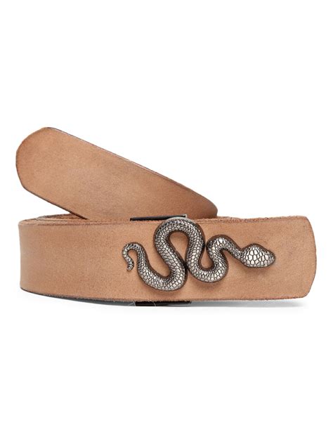 Black Plain Belt With Snake-Shaped Metal Buckle By Art N Vintage