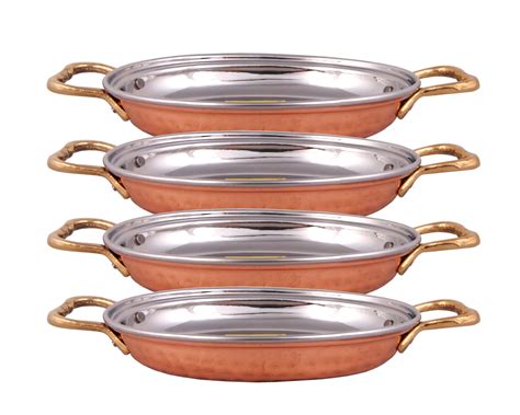 Stainless Steel | Copper Platter/Plate/Tray (400 ml Each) - No.1 - (Di ...