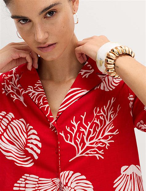 Buy Pure Cotton Printed Beach Shirt at Marks & Spencer