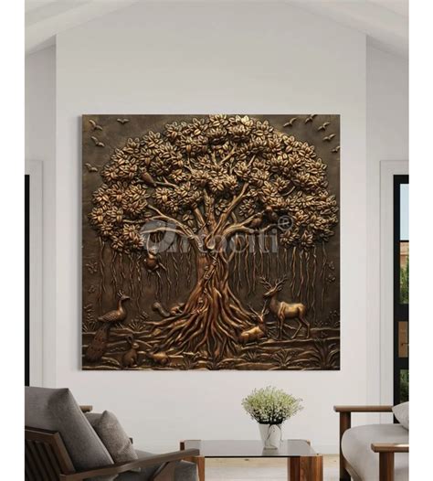 5X5 Feet Sacred Banyan Tree of Life 3D Nature Relief Murals Wall Art