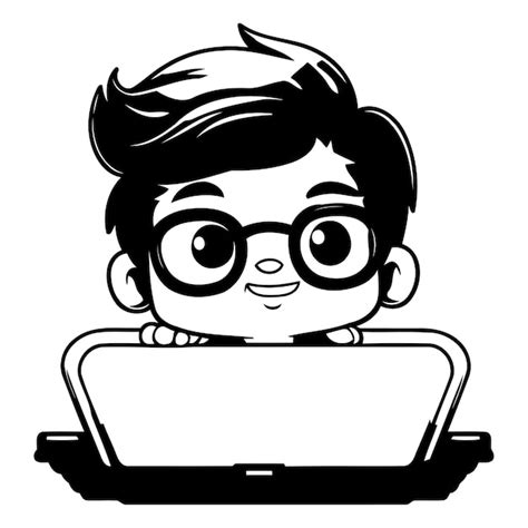 Boy Using Computer Cartoon 的图像结果