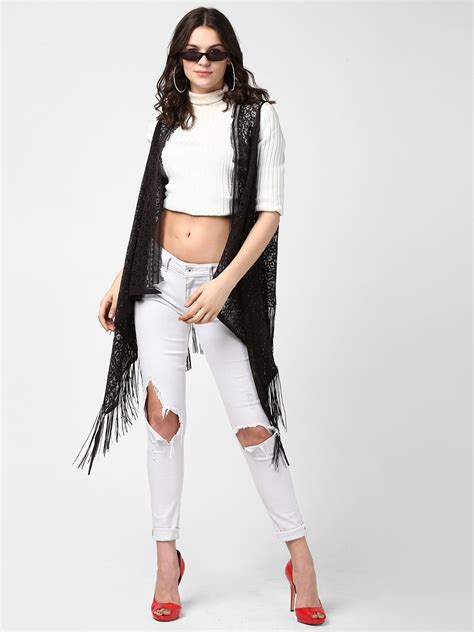 Women's Black Long Lace Shrug – Stylestone