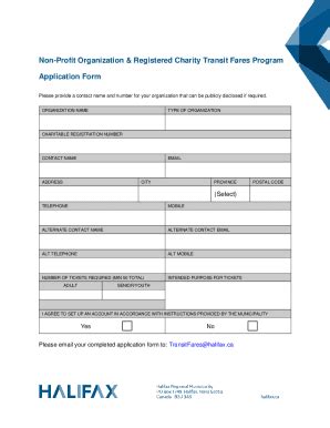 Fillable Online Non-Profit Organization & Registered Charity Transit ...