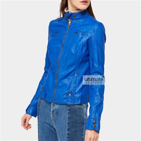 Buy Womens Royal Blue Jacket | Blue Leather Jacket