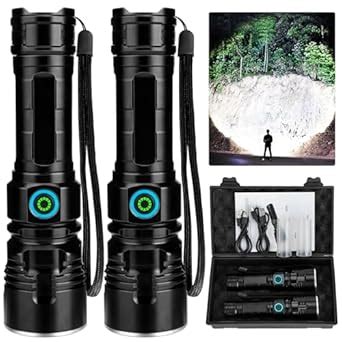 MILAOSHU Rechargeable Flashlights 990,000 High Lumens - 2 Pack, 12 ...