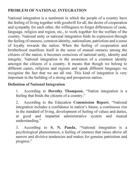 Problem OF National Integration - PROBLEM OF NATIONAL INTEGRATION ...