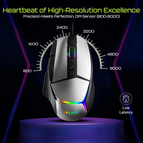 Recurve 800 Wired Gaming Mouse | 8000 DPI, 9 Buttons, RGB Lighting