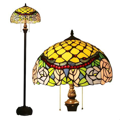 Peony Blossom Tiffany Lamp Stained Glass for Floor - Ironsmith Lighting