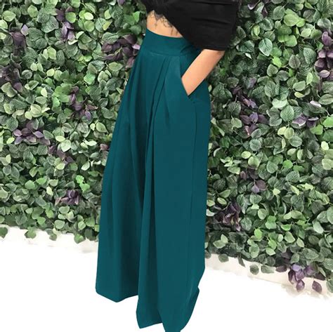 Dasayo Pleated Women Pants Green High Waist Wide-Leg Slacks Workout ...