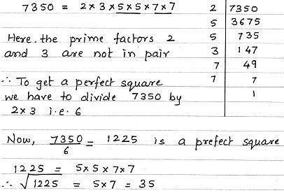 Find the smallest number by which 7350 must be divided to make it a ...