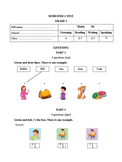 Image result for First Grade Test