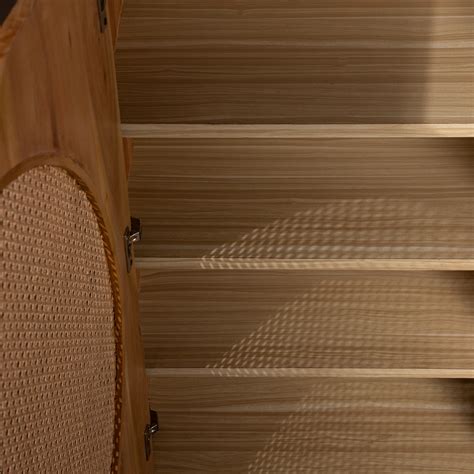 Solid Wood Cabinet with Circular Rattan Inlay & Drawers – SRK Modular ...