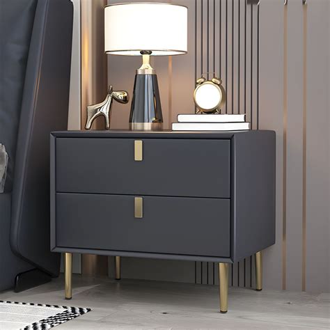 Solid Wood Bed Nightstand Glam Bedside Cabinet with 2-Drawer - Nude ...
