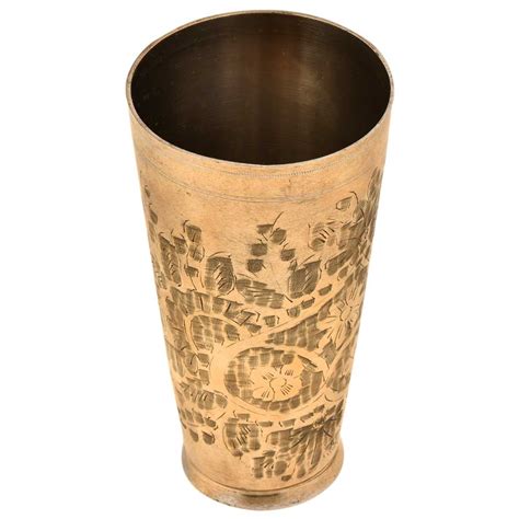 Hand Etched Traditional Brass Lassi Punjabi Glass
