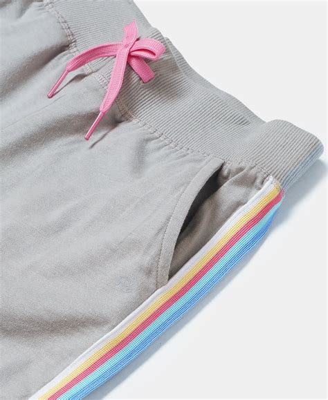 Buy Girl's Super Combed Cotton Solid Shorts with Side Taping - Quarry ...