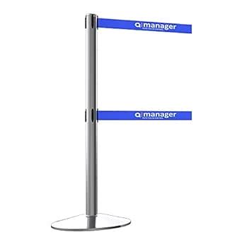 Q-MANAGER Double Retractable Post Stainless Steel Rope Belt | Barrier ...
