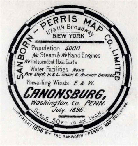 1896 Sanborn Map of Canonsburg Washington County Pennsylvania - Etsy