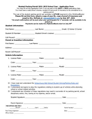 Fillable Online adc d211 Student Parking Permit 2021-2022 School Year ...