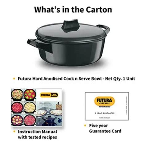 Futura Hard Anodised 3 Ltr Cook n Serve Bowl Induction Base by Hawkins ...