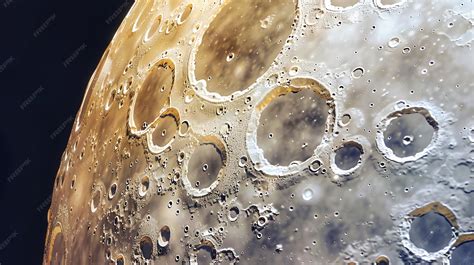 Closeup shot of the moons surface showing craters and other geological features | Premium AI ...