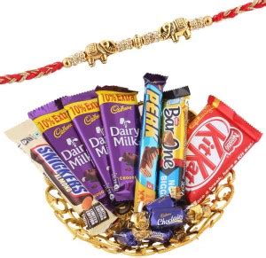 Cadbury Chocolate Tray Hamper With Rakhi | Elephant Design Rakhi ...