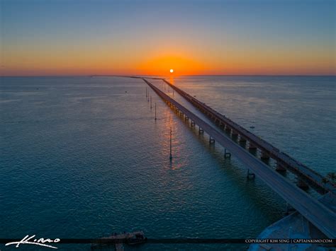 Sunset Over the Ocean Seven Mile Bridge Marathon Florida Keys | HDR ...