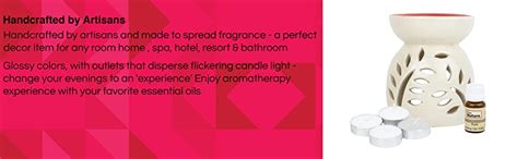 Pure Source India Ceramic Aroma with 10 ML Rose Aroma Oil Plus 4 Tea ...