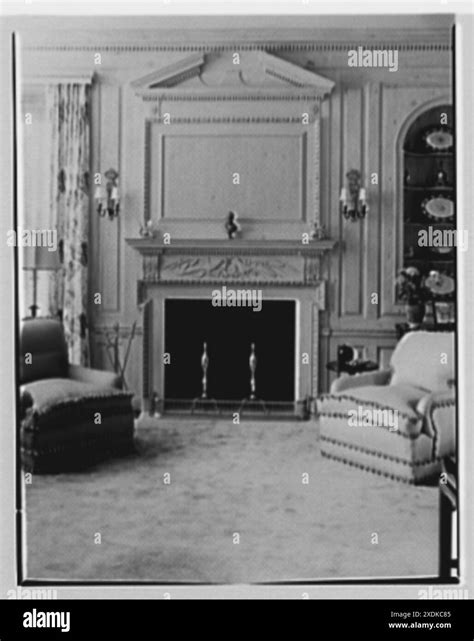 Mrs. George F. Ryan, Vaucluse, residence in Portsmouth, Rhode Island. Library, fireplace detail ...