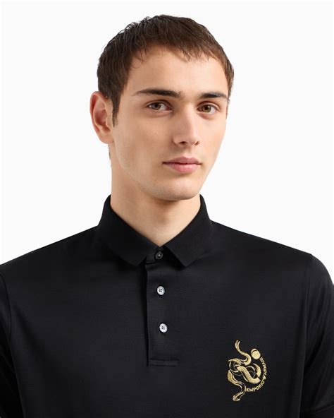 ASV Lyocell blend jersey polo shirt with embroidery | Emporio Armani