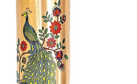 Golden Valley Leak Proof Peacock Printed Copper Water Bottle Pack of 3 ...