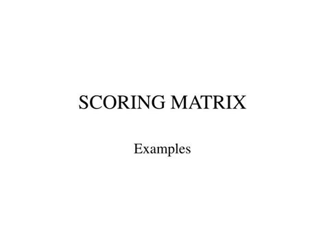 Image result for What Is a Scoring Matrix