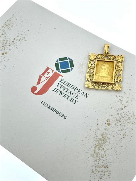 Antique Yellow Gold Pendant representing Raphael's Madonna of the ...