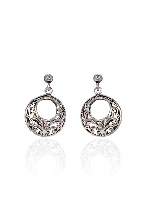 Elegant Filigree Silver Hoop Earrings – Silverio
