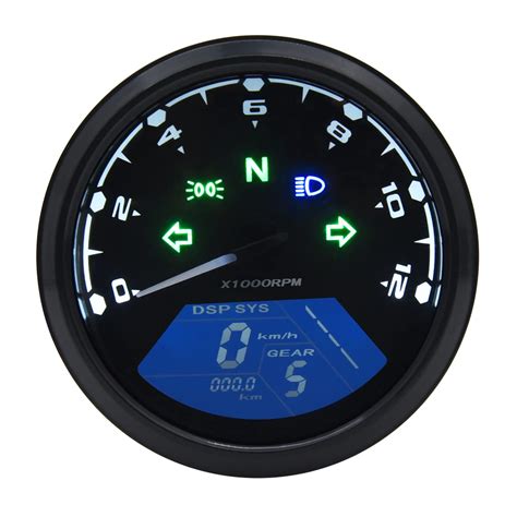 Buy Motorcycle Digital Speedometer Tachometer Gauge DC 12V Universal ...