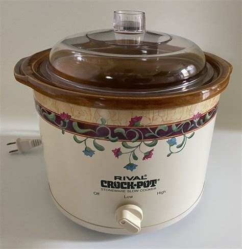 Rival crock pot slow cooker 33551 blue stoneware insert liner 5 qt ...
