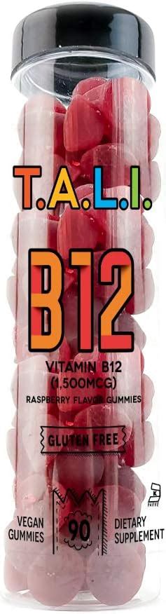 Buy B12 Raspberry Flavored Daily Gummy Vitamin- T.A.L.I., 90ct High ...
