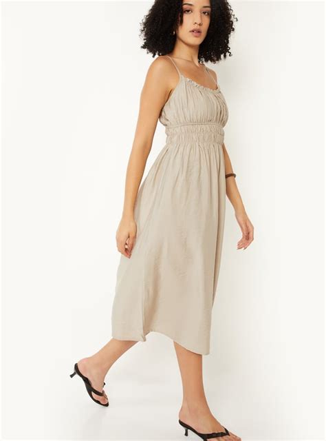 Buy Women Solid A-line Midi Dress Online at just Rs. 999.0 ...